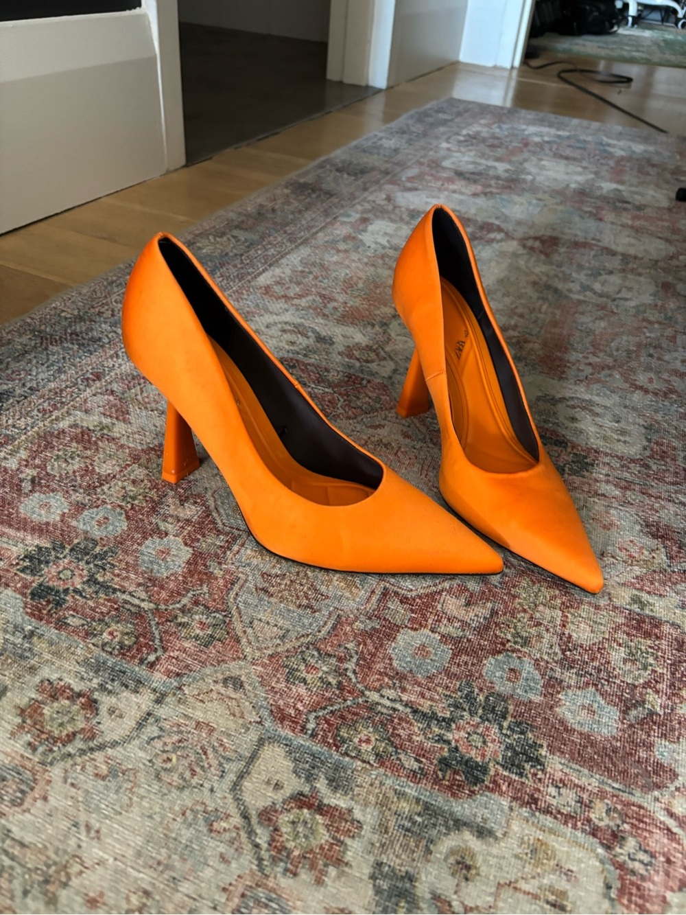 Zara Bright Orange Pointed Toe High Heels